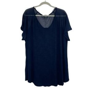 Cable & Gauge Woman blue semi-sheer short sleeve blouse 3X NWT